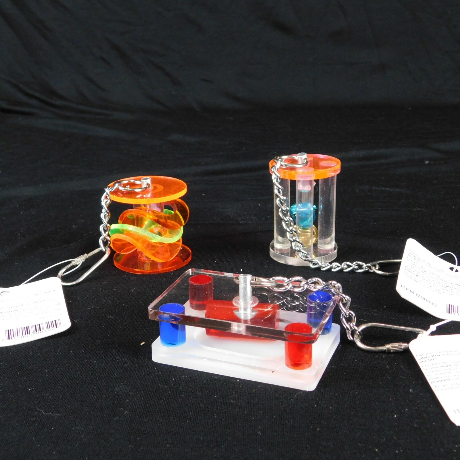 Lot 3 Paradise Toys Small Med Parrot Acrylic Activity Toy Rattle Caitec