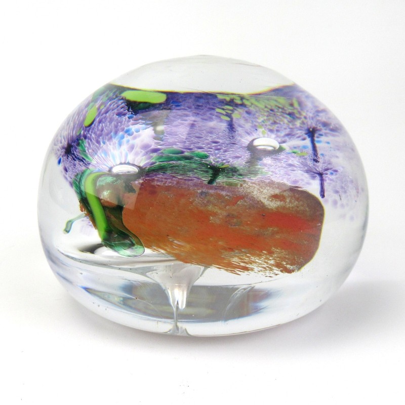 Glas Briefbeschwerer Konst & Glashyttan Boda Signiert 1989 Sweden Paperweight