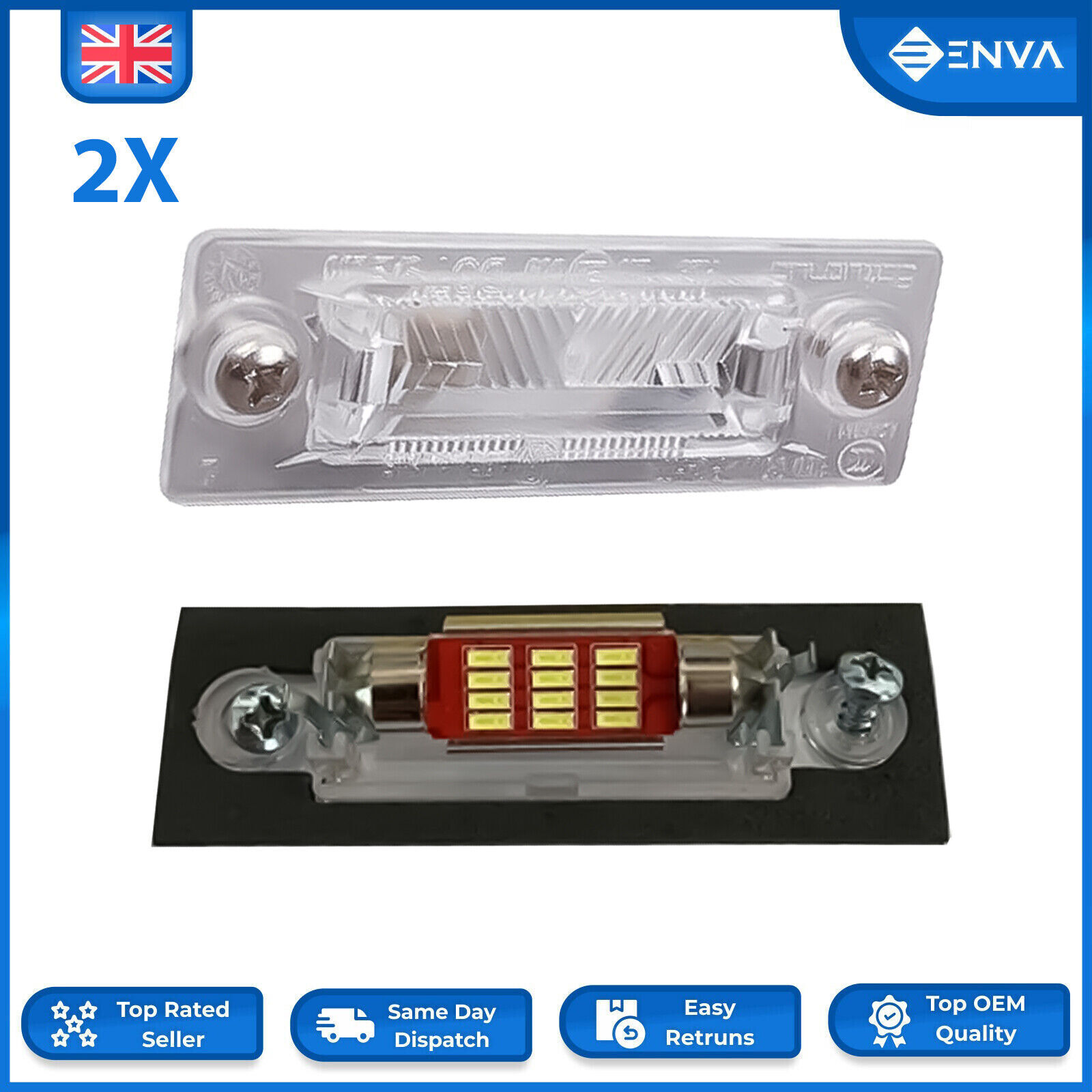 VW Transporter T5 Caddy MK3 Golf MK5 2X Led Portalampada luce targa 3B5943021E