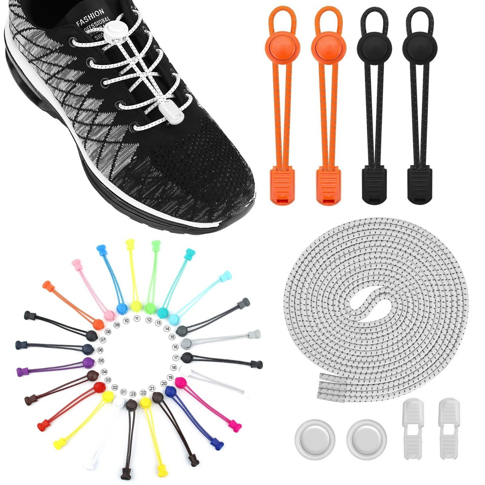 No Tie Lock Shoelaces Elastic Shoe Laces String For Kids Adults Sport Sneakers 