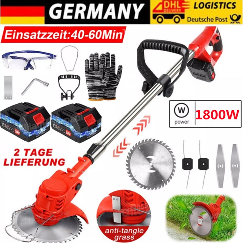 Elektro Akku Rasentrimmer Mit 2 Akku Und LadegerÃ¤T Freischneider Motorsense Rot