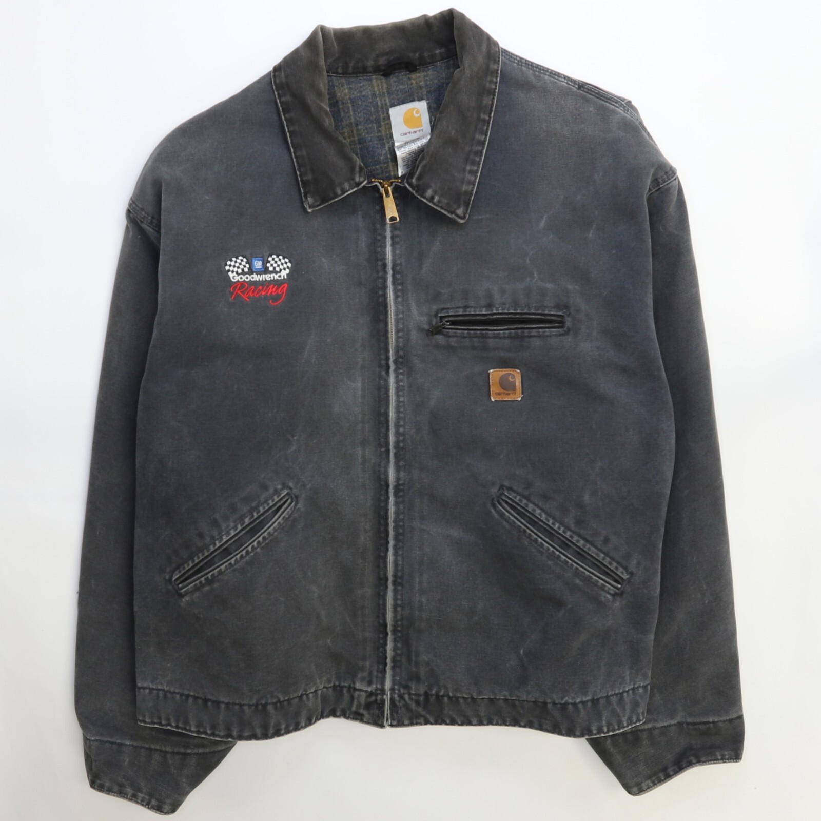 Carhartt ブラックジャケット JACKSON OIL刺繍 Carhartt カーハート 刺繍 ジャージ トラックジャケット 黒 S M