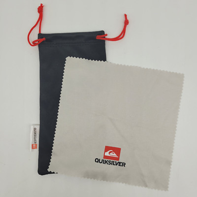 Quicksilver Sunglasses/Eyeglasses Cleaning Cloth and Dust Bag Black & Silver