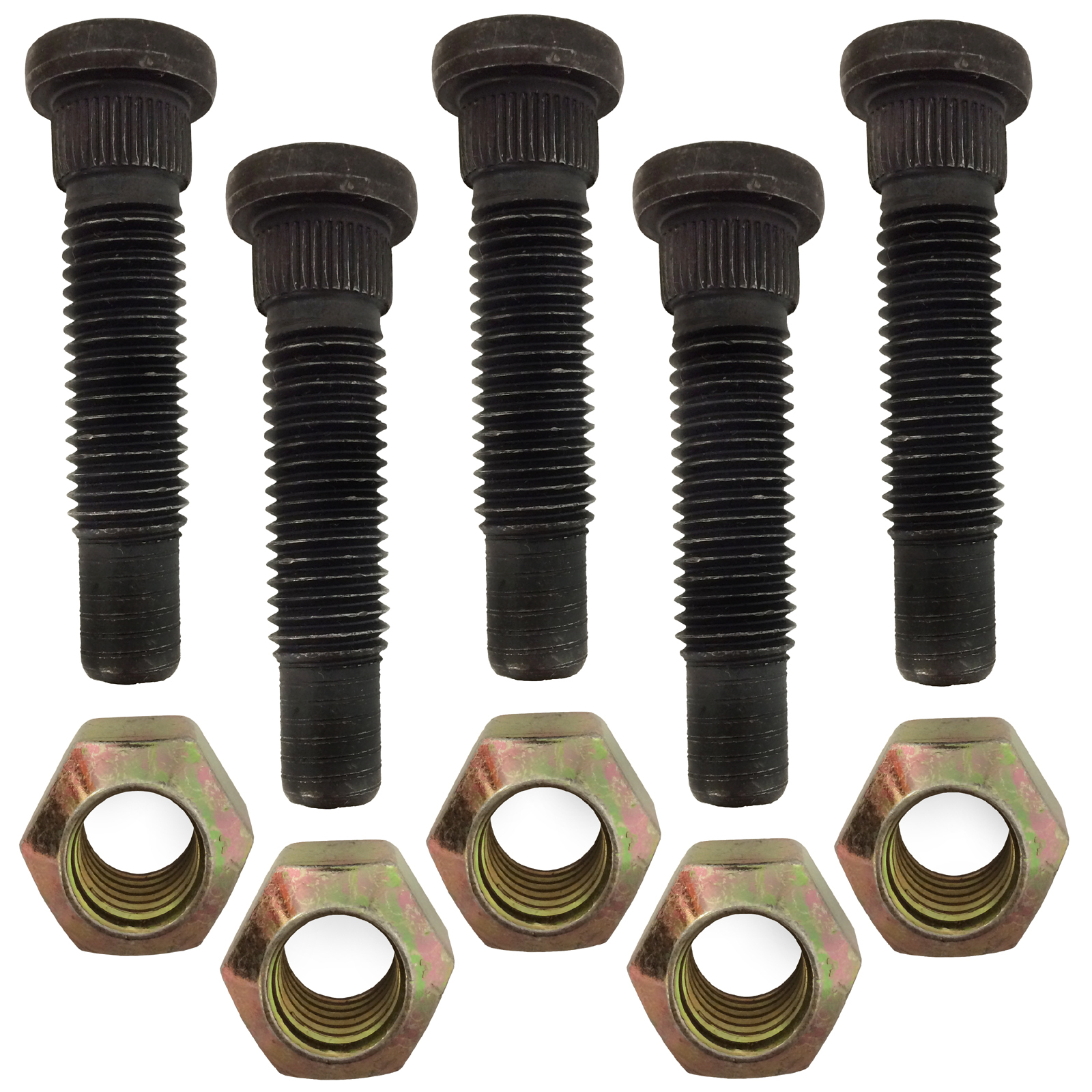 Race Car 5/8"11 x 23/4" Coarse Wheel Studs & 1" Hex Lug Nuts 5 Pack