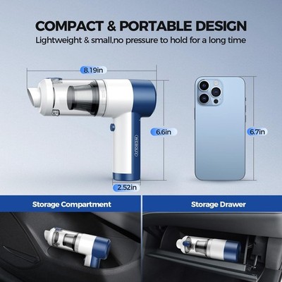 Car Vacuum Cleaner Cordless, 4 in 1 Portable Vacuum Cleaner 16000PA High Power Air Duster & Air Blower & Pump, Rechargeable Handheld Vacuum with Brushless Motor, Multi-Nozzles for Car, Home, Office Additional Image