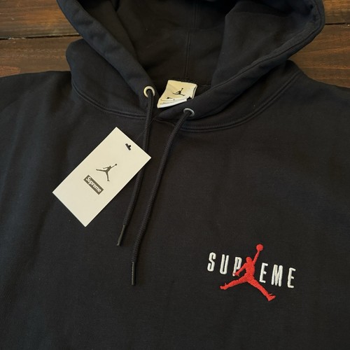 Pre-owned Supreme X Jordan Hoodie Sweatshirt Black Fw24 Size Small Hf0836-010