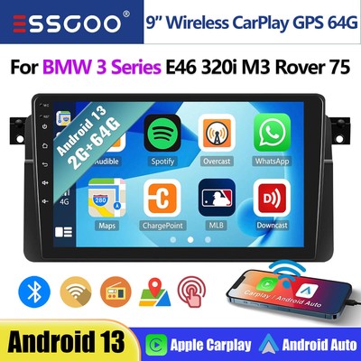 64G Carplay For BMW E46 320i M3 Rover 75 Android 13 Car Stereo GPS SAT NAV Radio