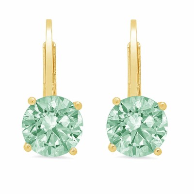 Pre-owned Pucci 1.50ct Round Cut Solitaire Blue Moissanite Drop Dangle Earrings 14k Yellow Gold