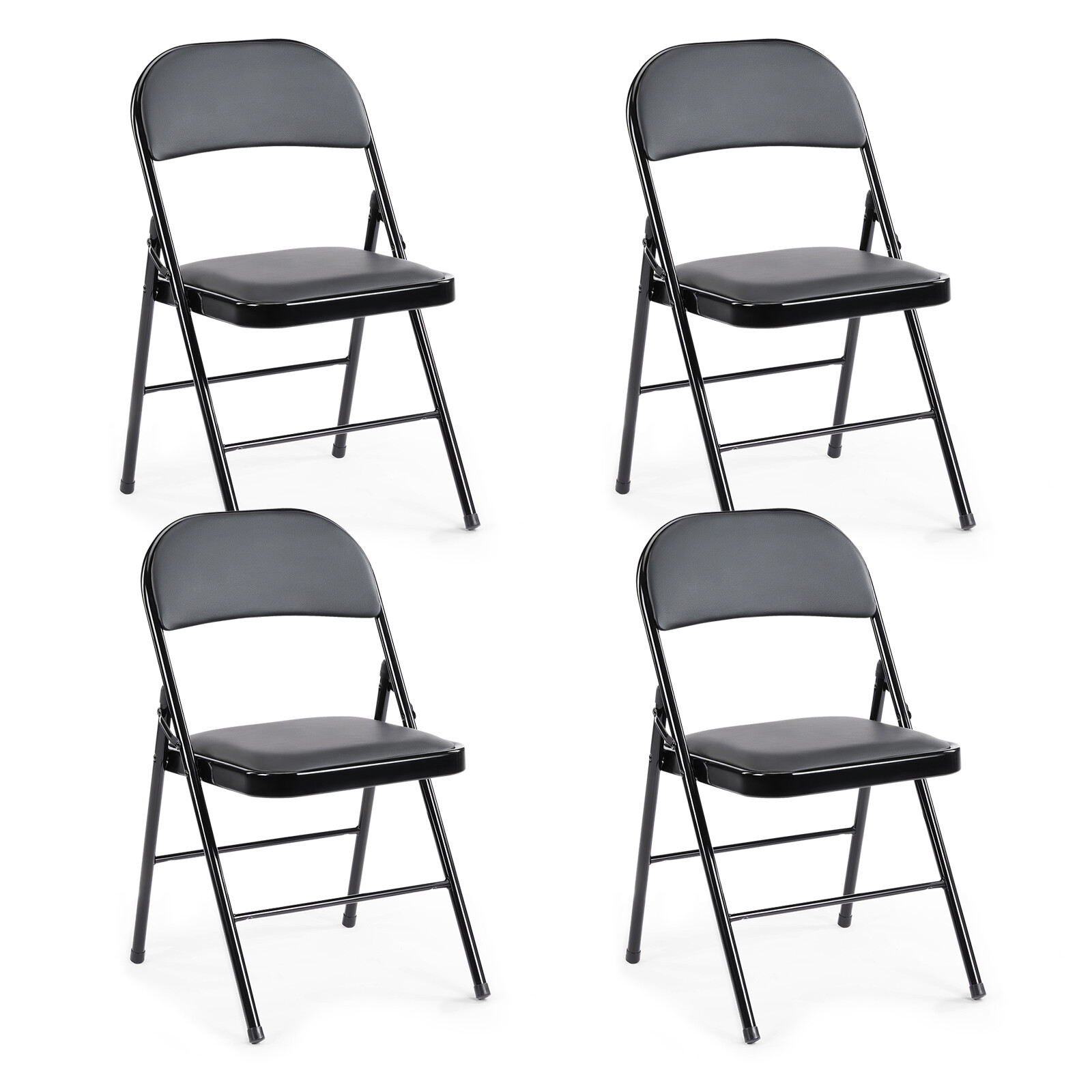 2/4 Pack Folding Chairs Faux Leather Padded Foldable Chairs for Outdoor/Indoor