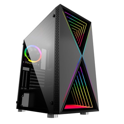 b-BlackWidow-RGB Black Gaming PC ATX case, Special Ripple effect Front Panel,...