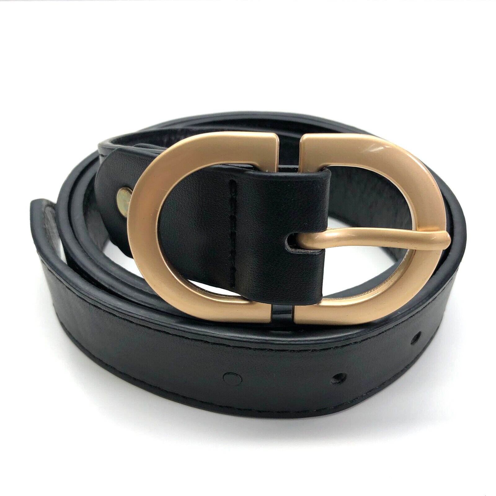 Unbranded Fashion Belt Black Womens Sz 36 Golden Buckle 1 1