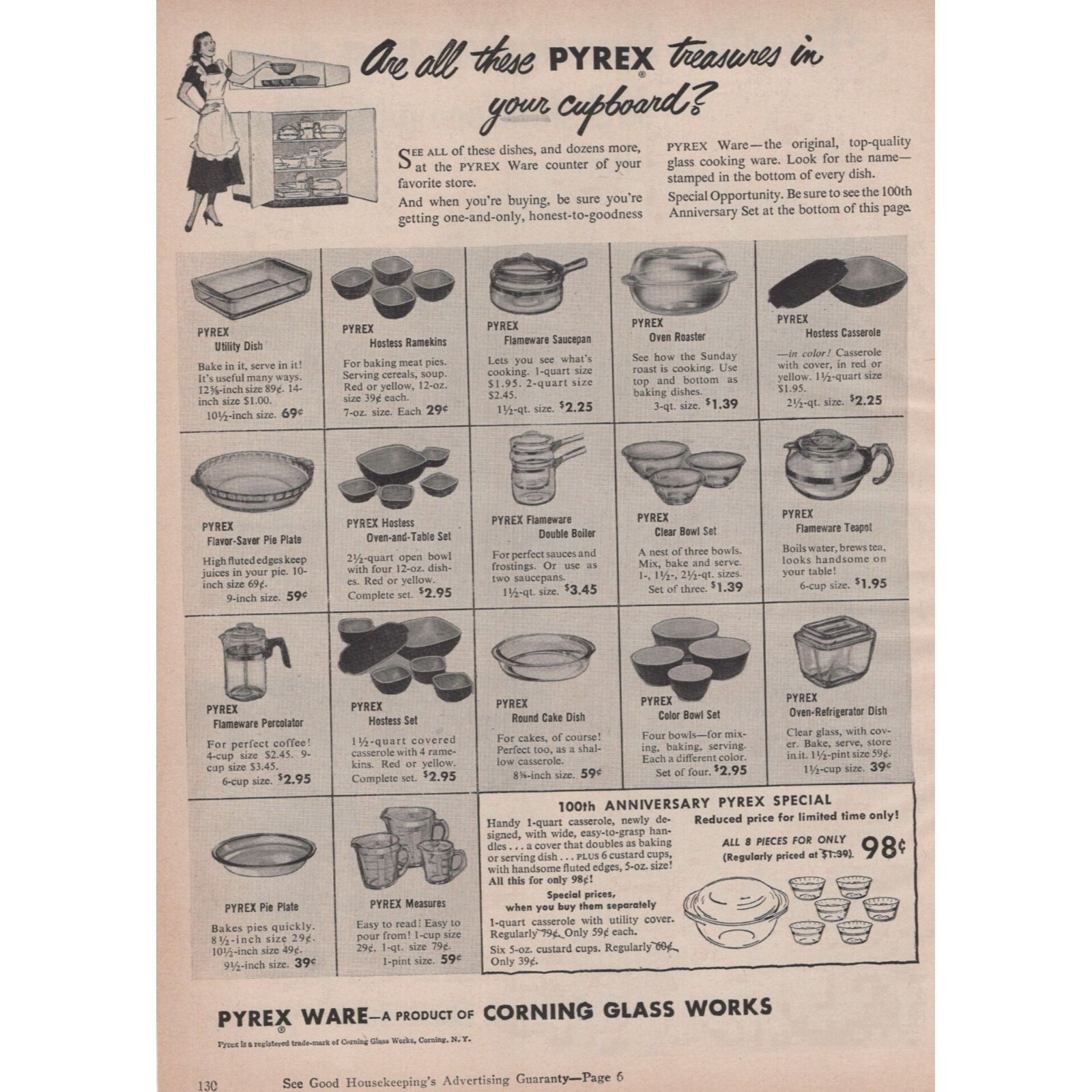 Vintage 1951 Pyrex Ad - Bakeware & Cookware Collection | eBay