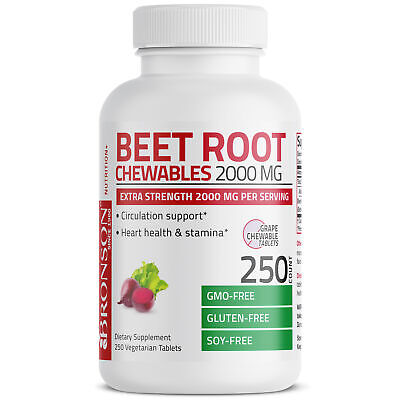 Bronson Beet Root Chewables 2000 мг 250 таблеток со вкусом винограда