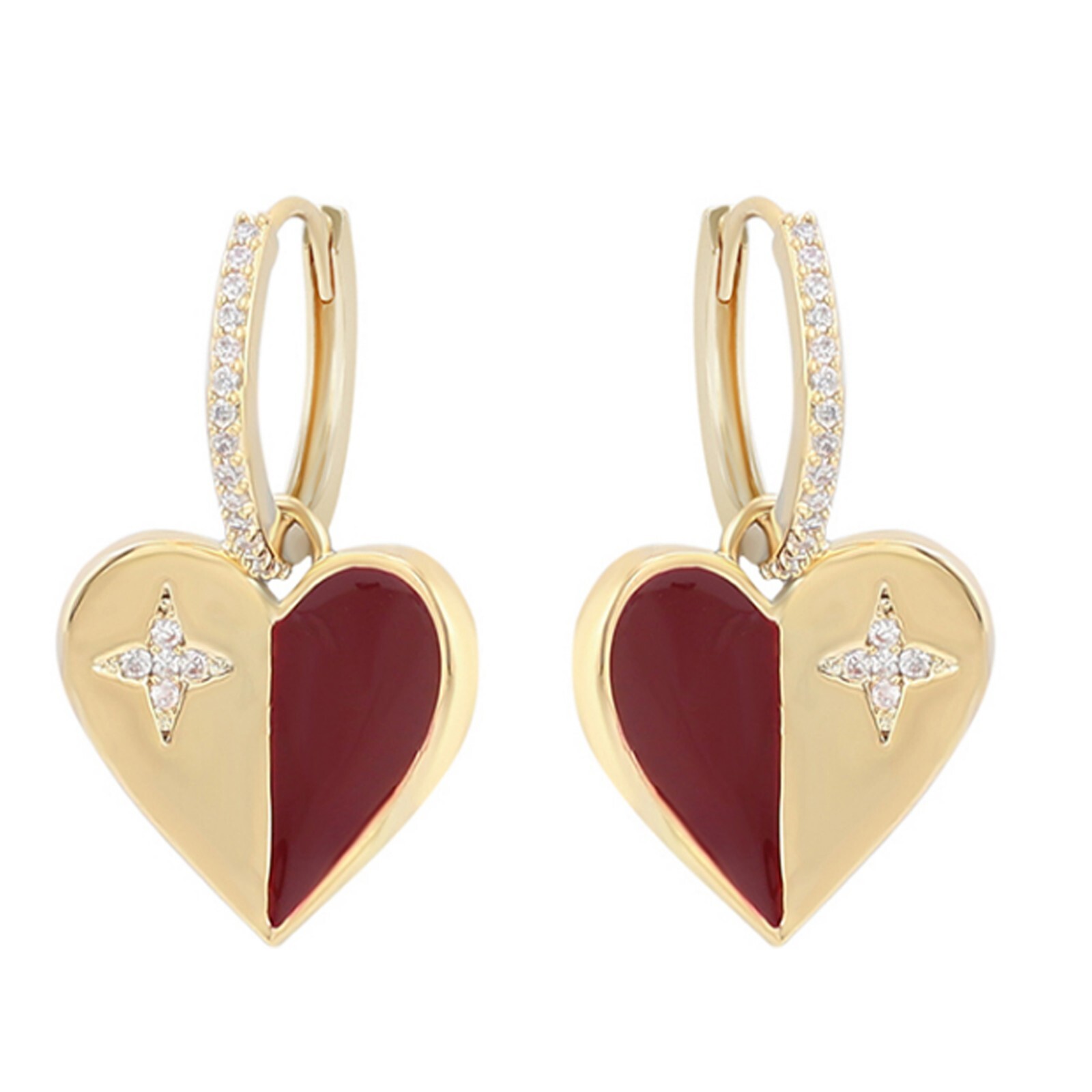2 in 1 Earrings, Two Way. Gold Plated Heart Hoop Earrings