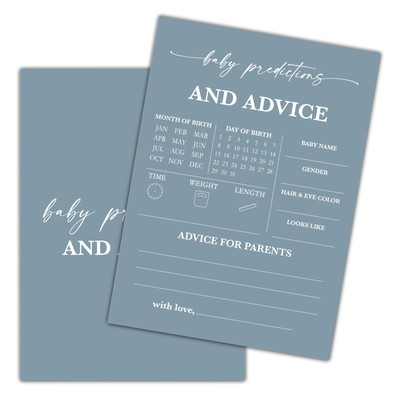 Blue Baby Shower Game, Baby Predictions And Advice Baby Shower Game Cards, Ge...