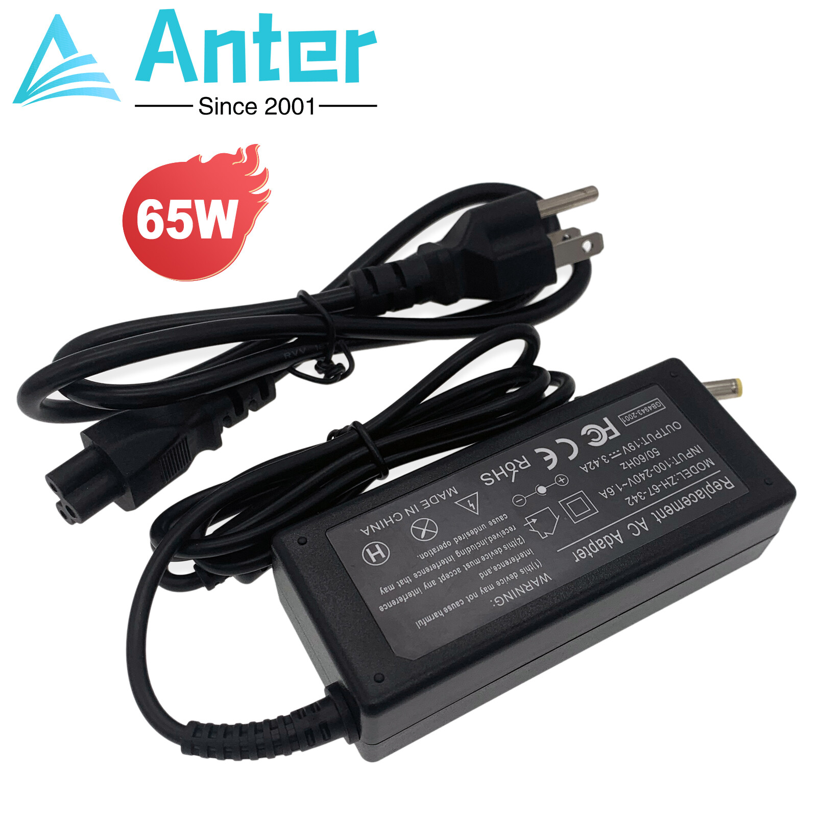 New For Acer Aspire 19V 3.42A 65W Laptop AC Adapter Charger Power Cord