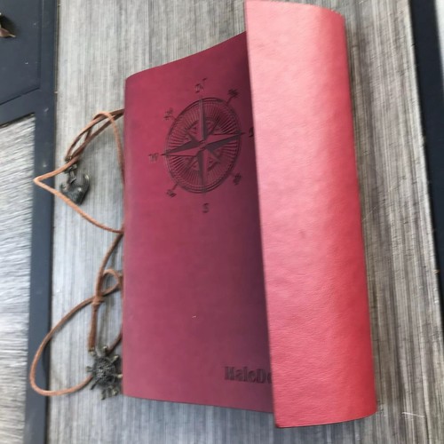 MALEDEN Refillable Spiral Daily Notepad Classic Embossed Travel Journal Burgundy