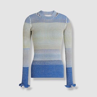 375 Jonathan Simkhai Women s Blue Akita Striped Space Dye Sweater