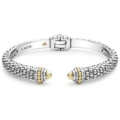 LAGOS Signature Caviar Two Tone Cuff Bracelet in Sterling Silver