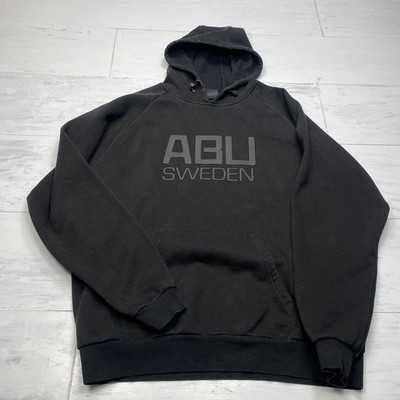 Abu Garcia Hoodie Mens Large Black Sweden Graphic Fishing Pullover Fleece Raglan