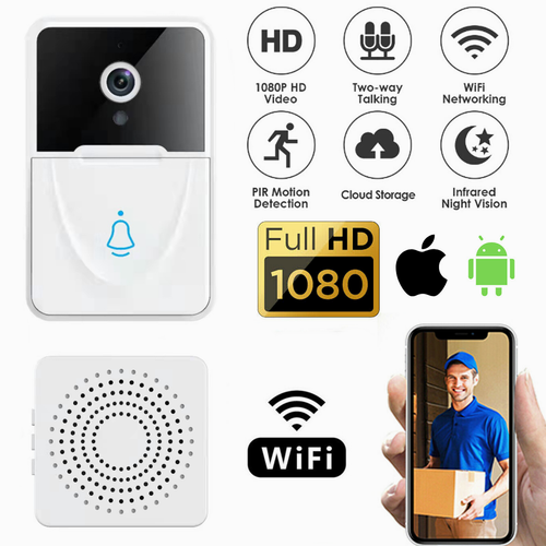 Smart Wireless WiFi Video Doorbell Phone Camera Door Bell Ring Intercom Security