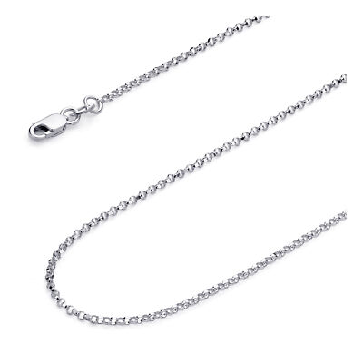 Pre-owned Wellingsale 14k White Gold Solid 1.6mm Classic Rolo Chain Necklace