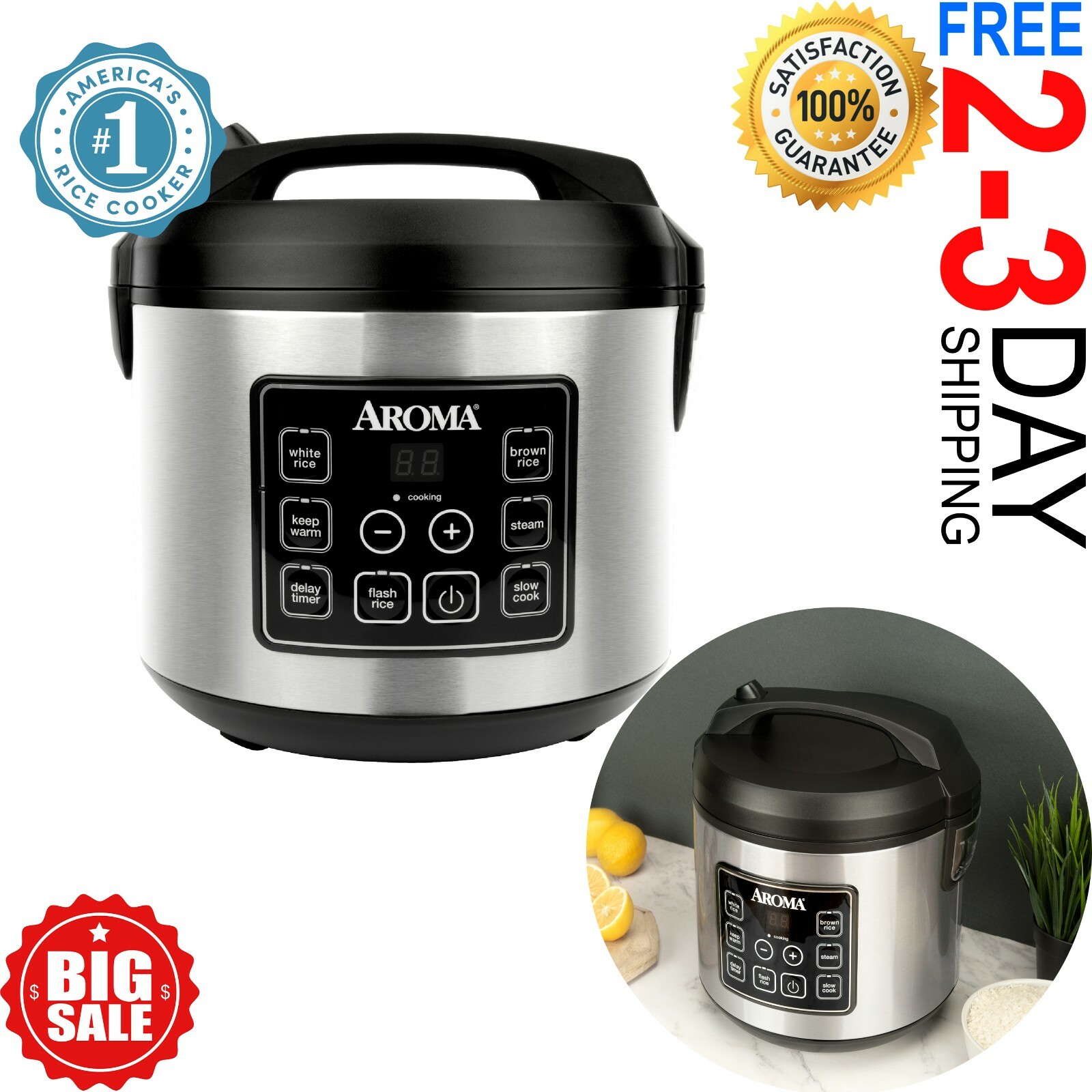 20cup Stainless Steel Digital Rice Cooker Silver Slow Cookers