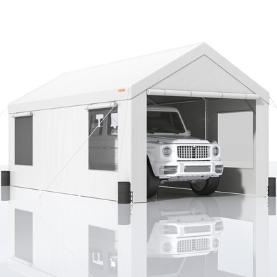 Car Canopy 10 X 20ft With 8 Legs Sidewalls Windows White