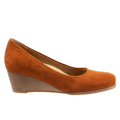 Женские коричневые узкие кожаные туфли на танкетке Trotters Winnie T1965-220