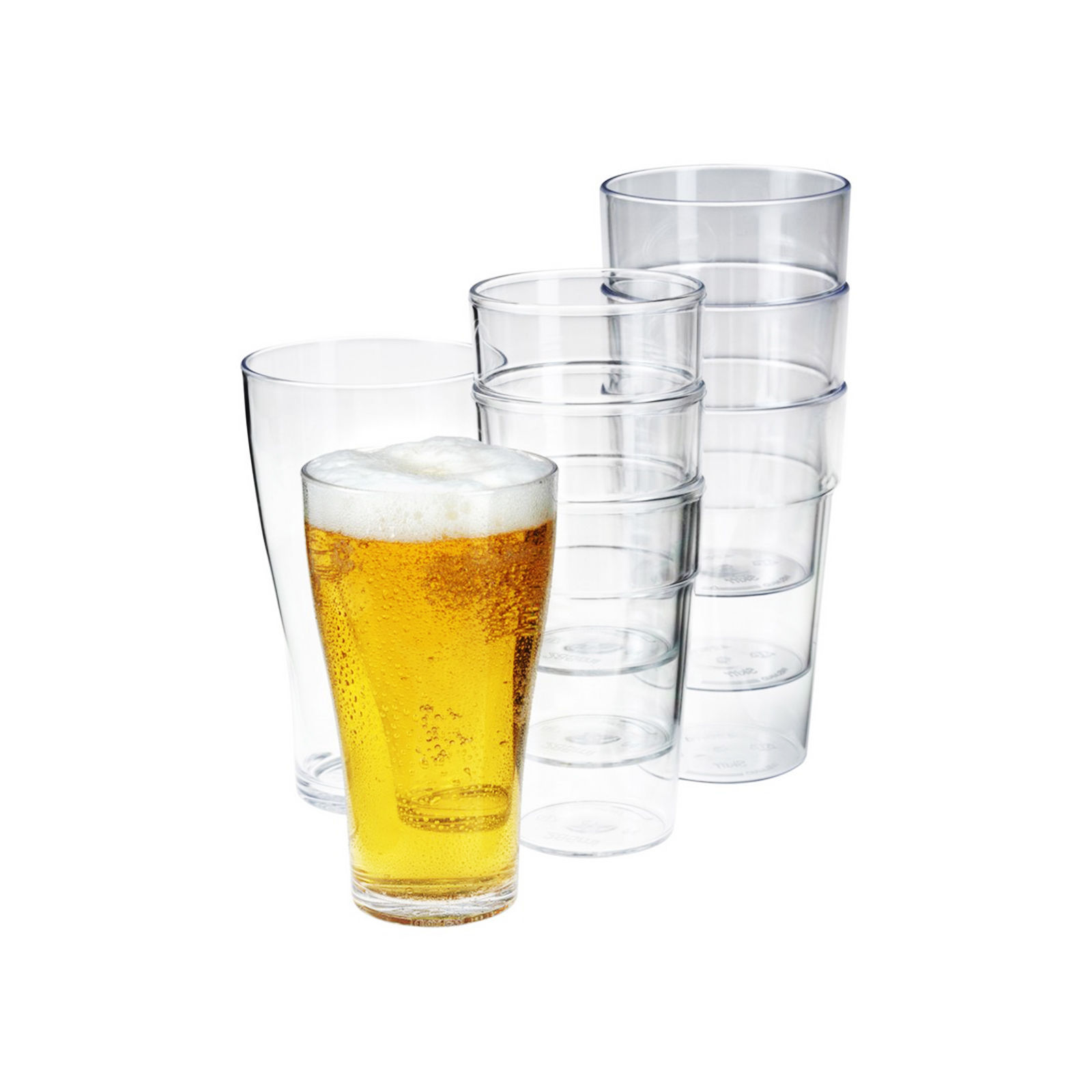 Unbreakable Beer Glasses Schooner Elite Polycarbonate Drinkware x 24