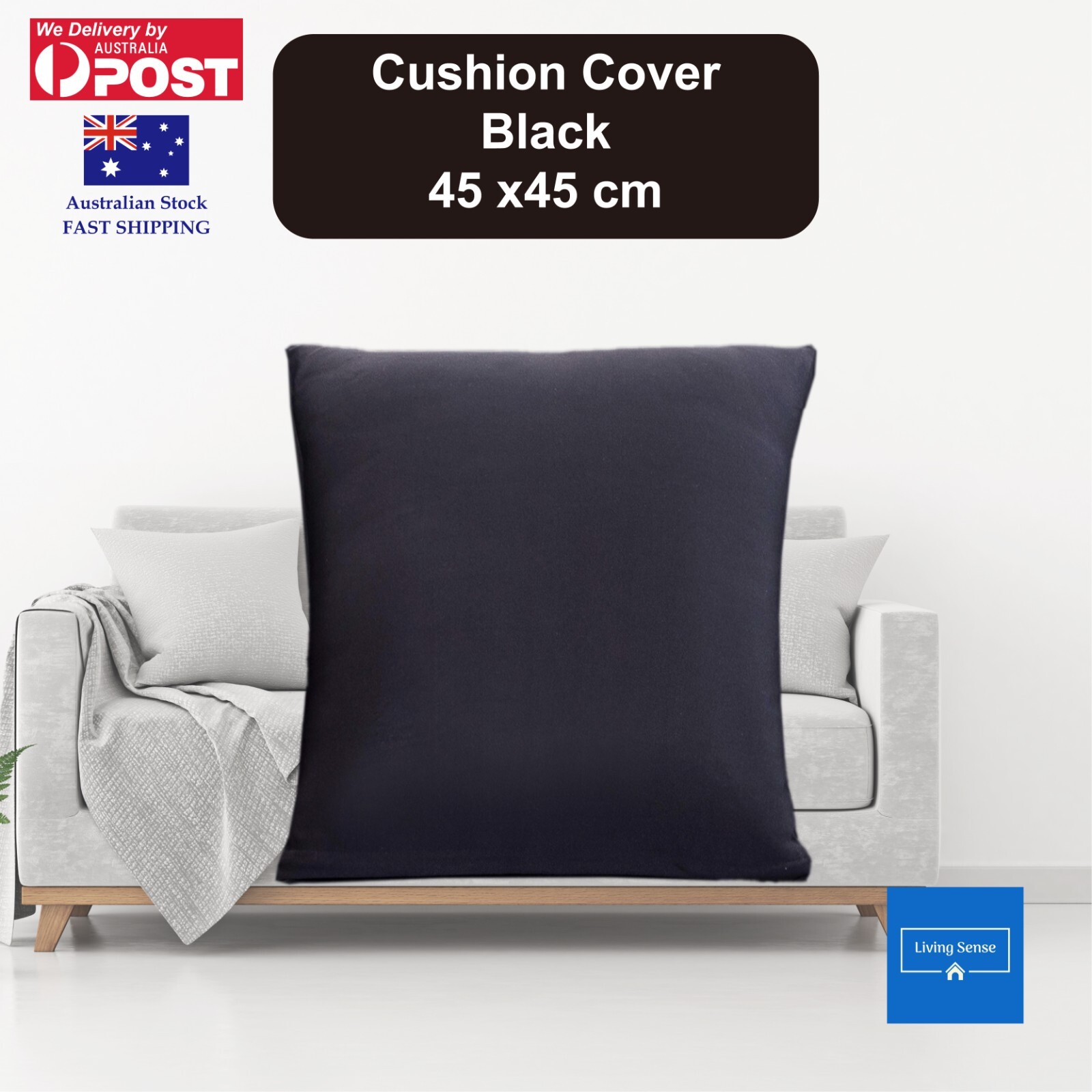 Sofa Cushion Cover 45x45cm Plain Solid Colour Throw Pillow Case Cushion Cases - Picture 3 of 5
