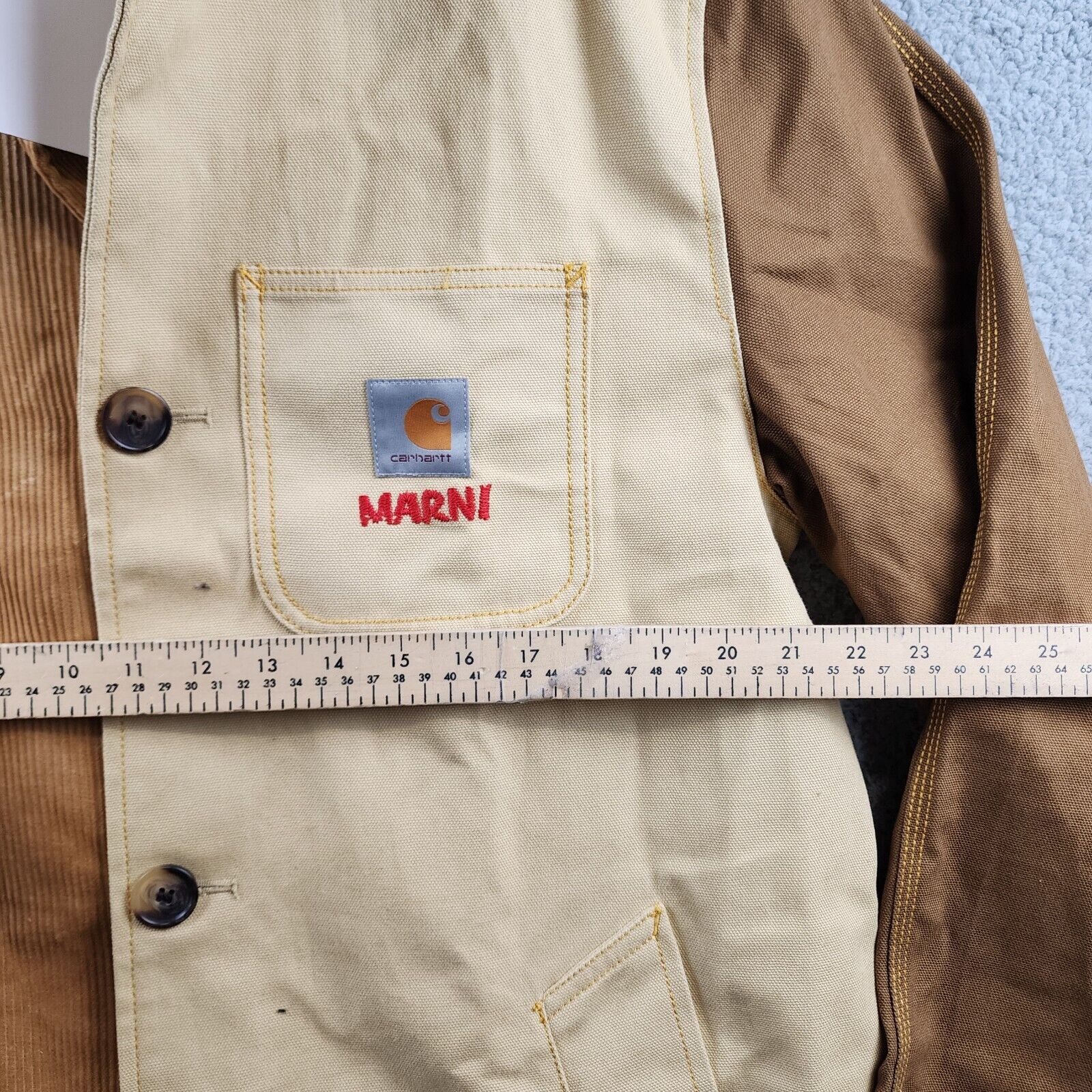 Marni X Carhartt Color Block Mixed Media Coat Women's L Marni X Carhartt Color Block Mixed Media Coat Women's L