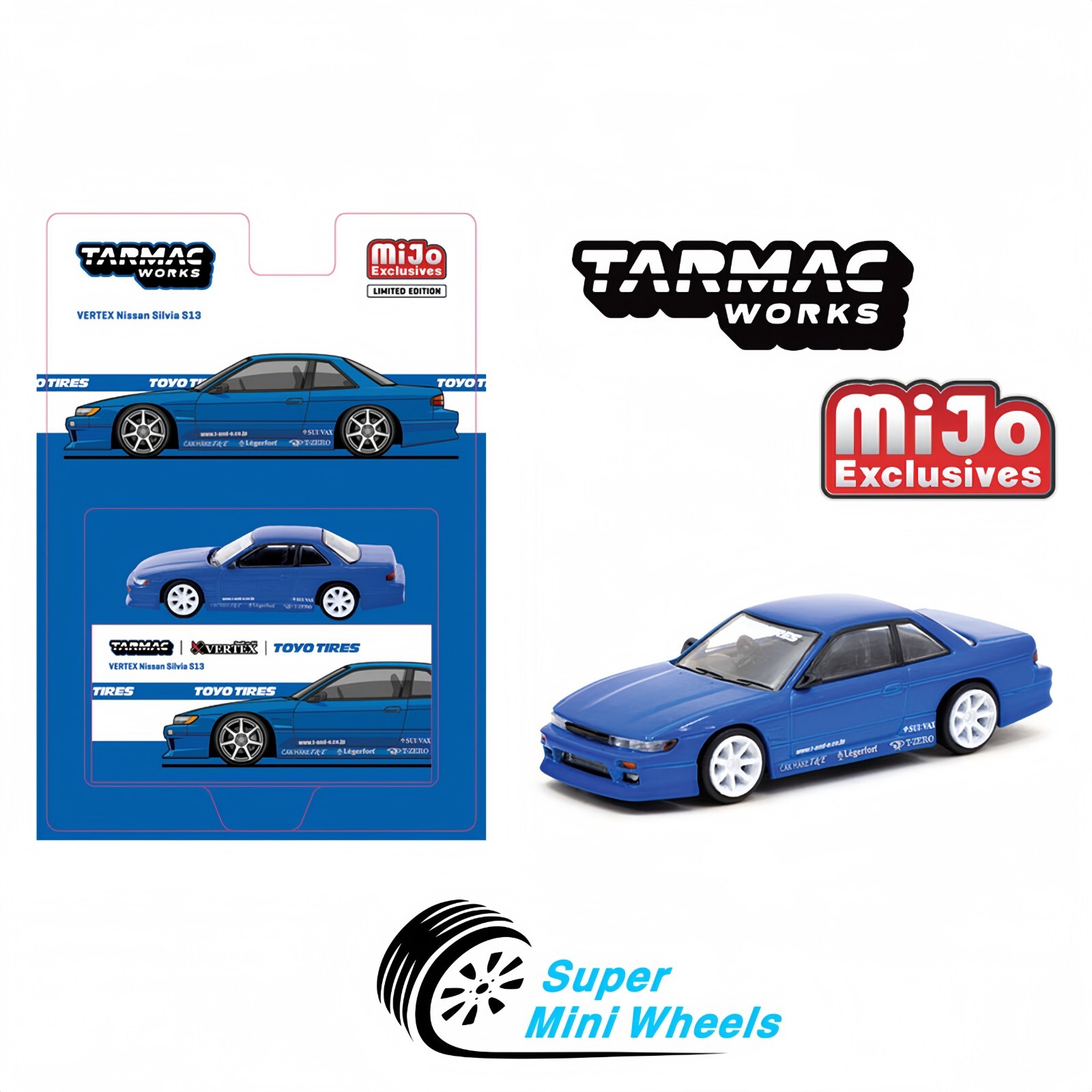 Tarmac Works 1:64 VERTEX Nissan Silvia S13 TOYO TIRES – Blue