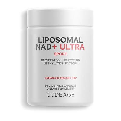 Codeage Liposomal NAD+ Ultra, Resveratrol, Quercetin, Betaine, Riboflavin, 90 ct