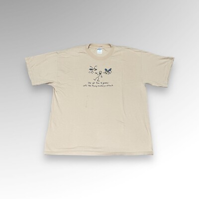 Vintage Y2K Flying Monkeys Doodle Art Tee