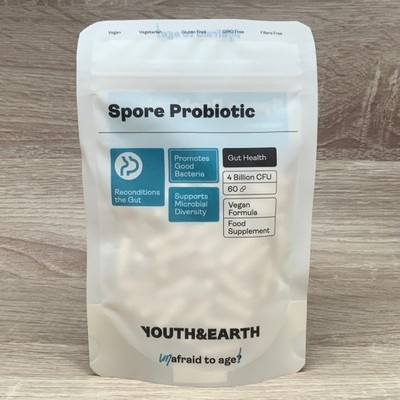 Youth & Earth Spore Probiotiques 4 Milliards CFU 60 gélules Santé Intesti– 12/26