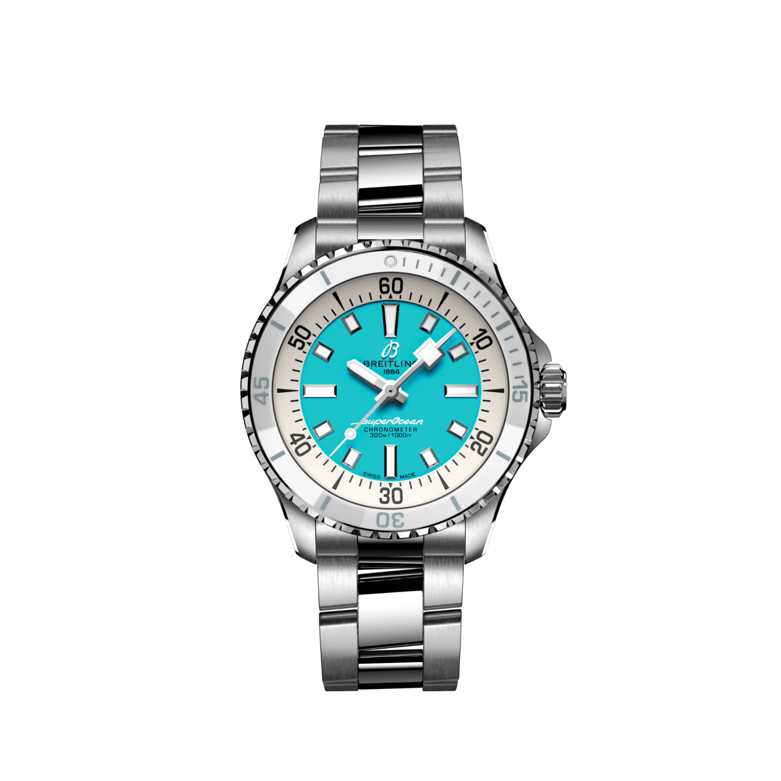 Pre-owned Breitling Superocean Automatic 36 Turquoise Dial Stainless Steel A17377211c1a1