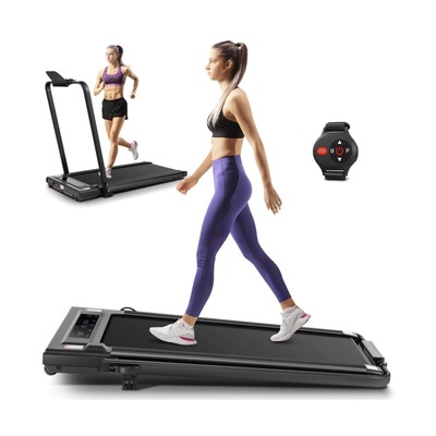 2 in 1 Under Desk Treadmill Walking Pad/Compact Electric Treadmill for Gym