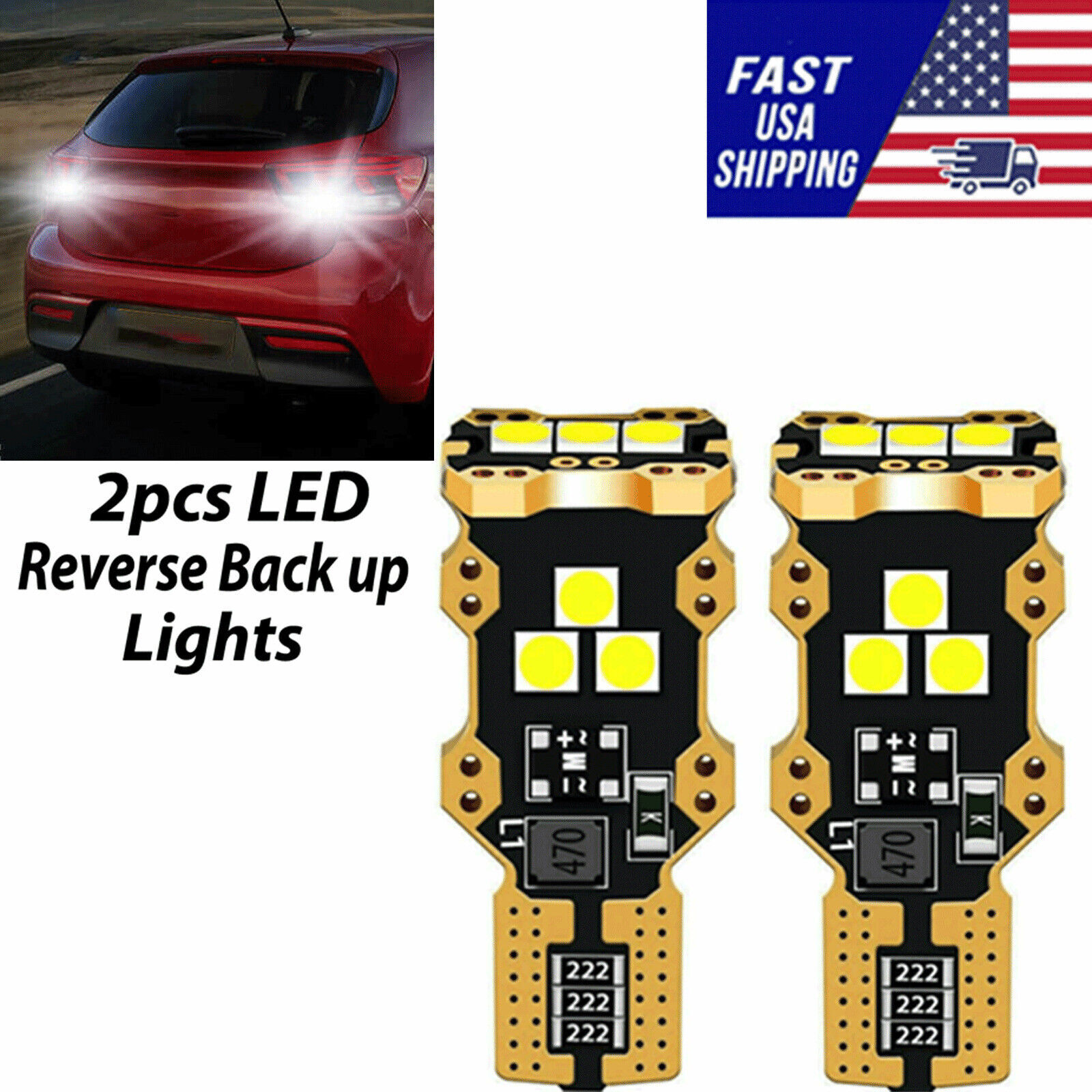 2 LED BACKUP REVERSE Light Bulb 921 912 T15 W16W 906 916 Super White 6000K Xenon