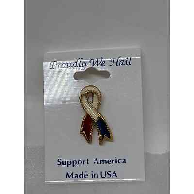 Red white Blue ribbon pin patriotic election Day Vintage Old S...