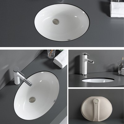 Bathroom Sink Embedded In Basin White Ceramic Countertop Sink