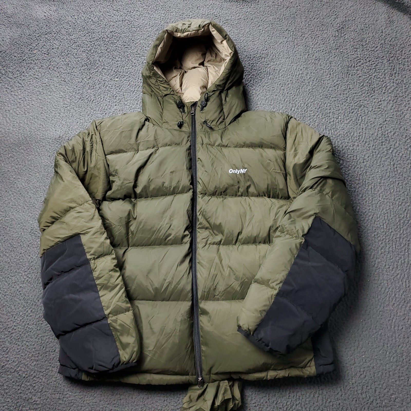 New ONLY NY Packable Snorkel Puffer Down Jacket Nylon Green