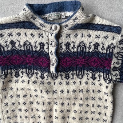 Vintage LL Bean Sweater Womens Small Nordic Fair Isle Wool USA Preppy