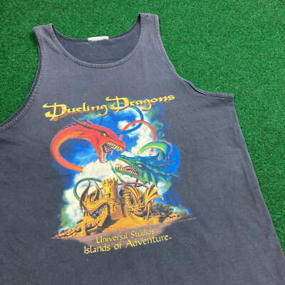 Vintage Universal Studios Shirt Mens L Black 1999 Dueling Dragons Ride 90s VTG