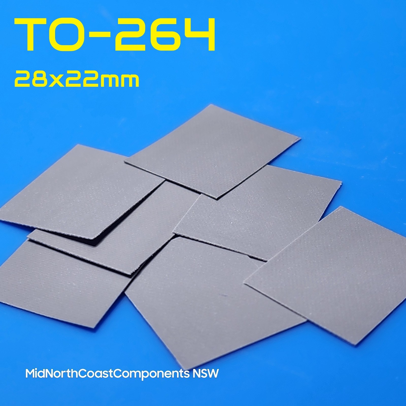 10 x TO-264 Thermal Conductive Silicone Heat Dissipation Pads 28 x 22mm No Hole