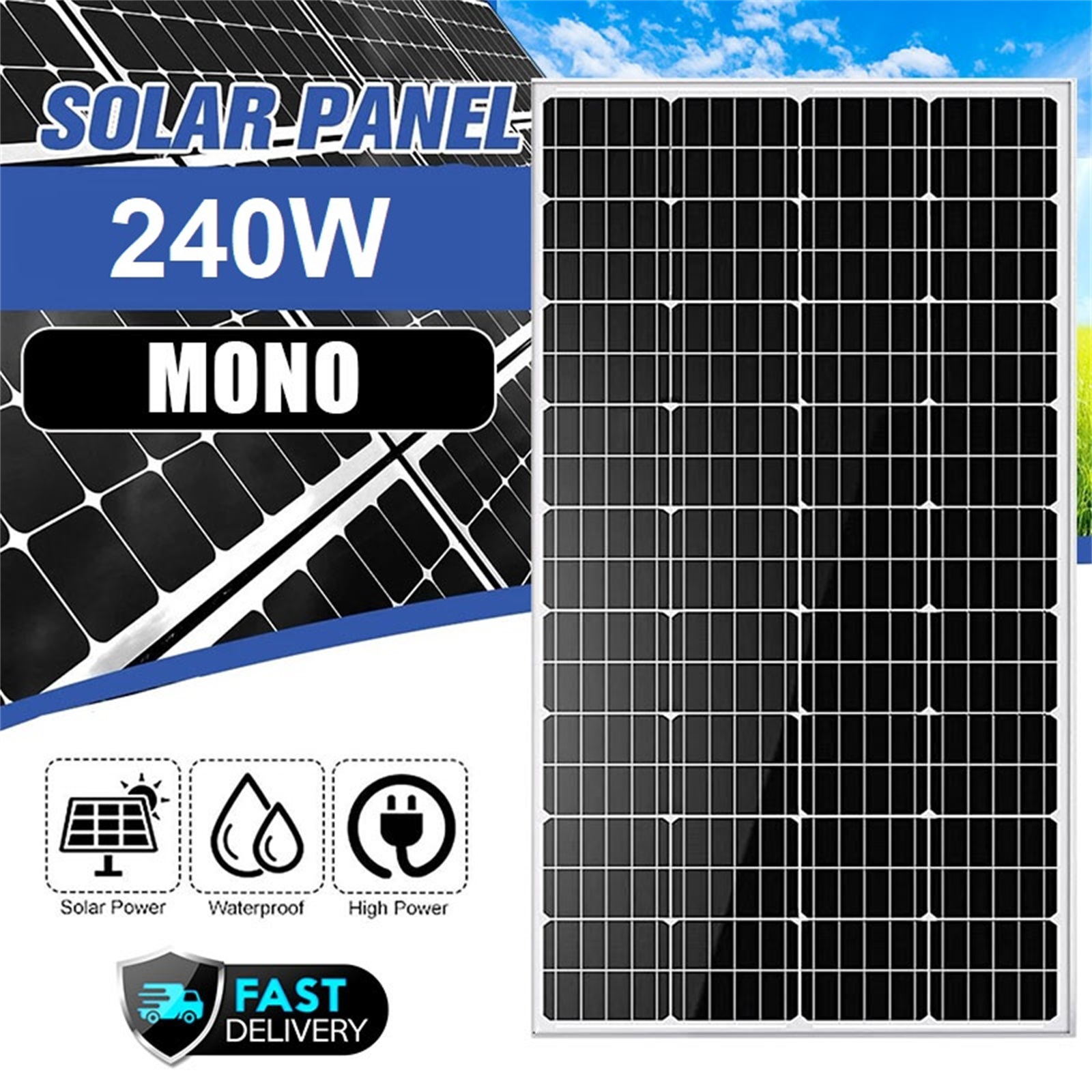 240W Monocrystalline 9BB Cell Solar Panel 240 Watts 12V High Efficiency Module