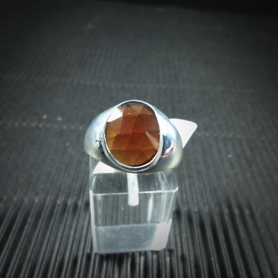 Ring Gr. 59  Silber 925, mit einem Hessonit-Granat, Facettenschliff aus Indien