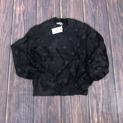 Marine Layer NEW Womens XS Black Metallic Funfetti Arielle Crewneck Sweater