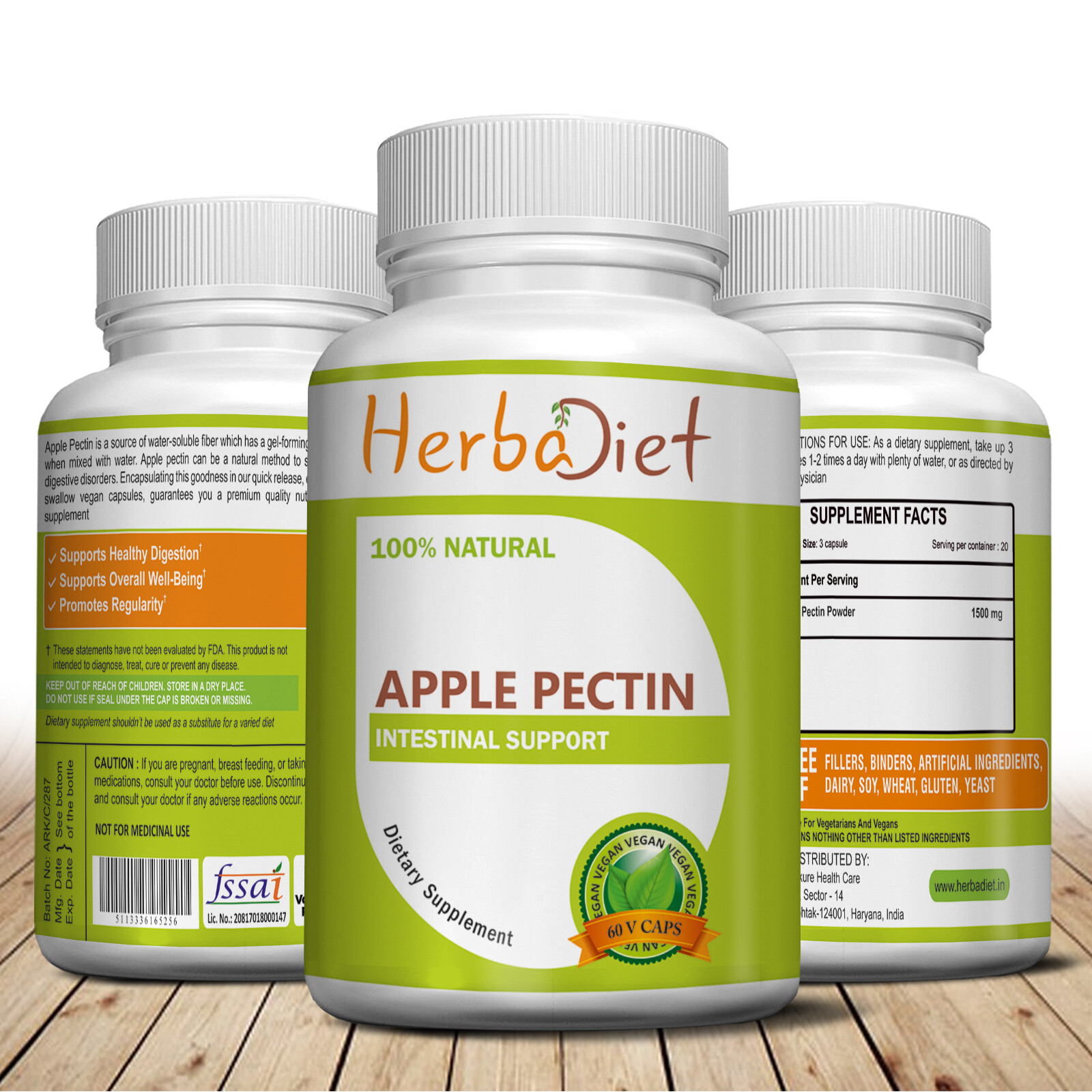 Apple Pectin 500mg Veg Capsules Intestinal Digestive Health Support