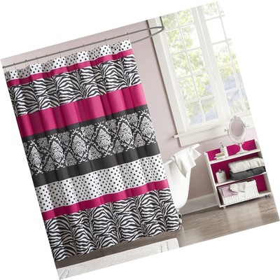 Mi Zone Reagan Print Stripes Kids Shower Curtain Zebra Shower